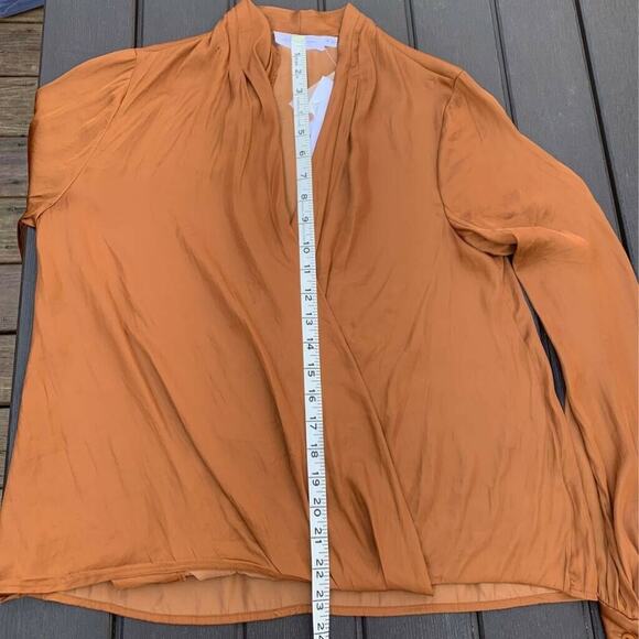 All In Favour Womens Faux Wrap Top Brown Long Sleeve V Neck M New - Picture 7 of 7